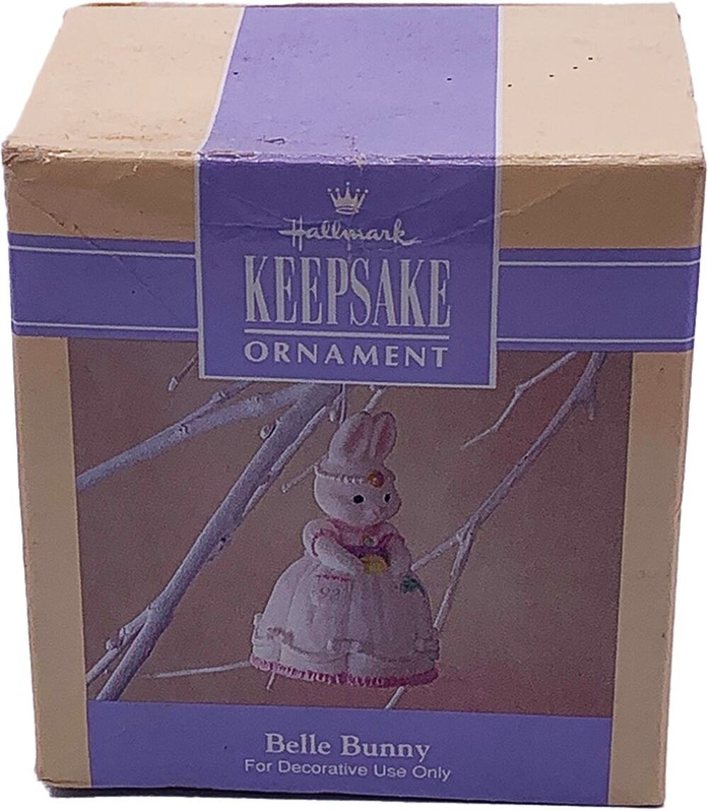1992 Hallmark Keepsake Easter Collection Belle Bunny Porcelain Ornament in Box